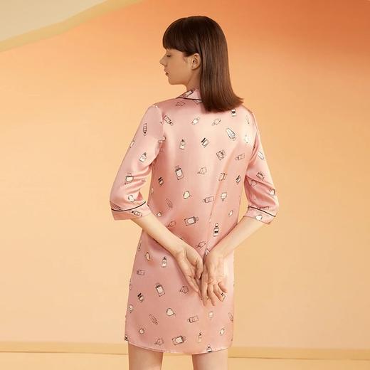 金三塔真丝趣味印花衬衫睡裙100%桑蚕丝家居服睡衣 YSFBA324 商品图2