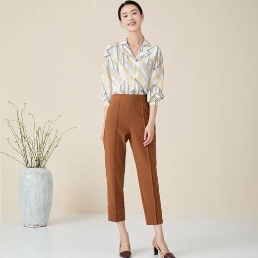 玳莎西装领桑蚕丝衬衫女秋季新款简约气质印花真丝长袖衬衣  BC31311 商品图2