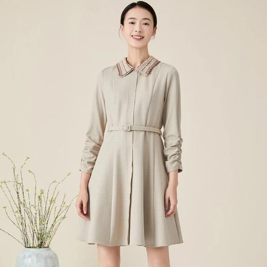 玳莎两件式翻领连衣裙新款早秋气质女装修身显瘦优雅A字裙 BC35302 商品图0