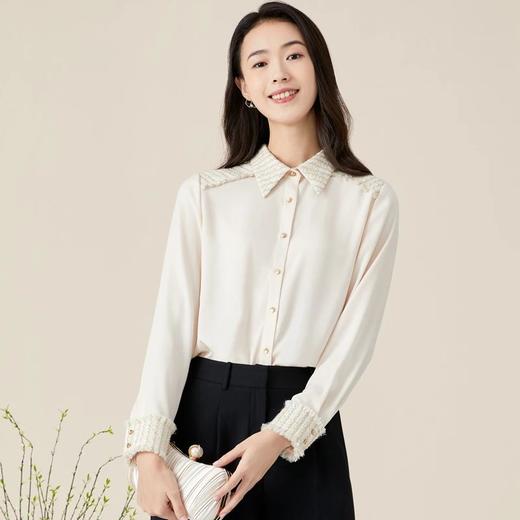 玳莎法式相拼衬衫女新款长袖气质别致上衣   BC31308 商品图4