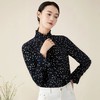 玳莎立领真丝衬衫女早秋新款木耳边设计桑蚕丝印花长袖上衣  BC31305 商品缩略图0