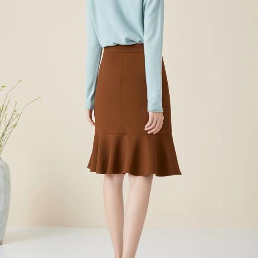 玳莎高腰鱼尾裙及膝款秋冬新款气质优雅通勤包臀荷叶摆半身裙 BD34303 商品图3