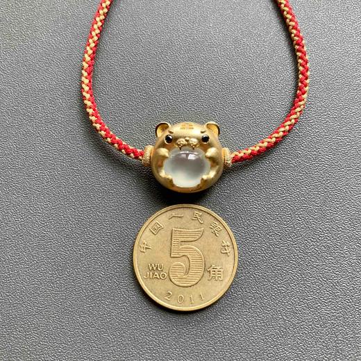 高冰种翡翠萌萌虎年平安翡翠手绳手链18k黄金镶嵌 商品图4
