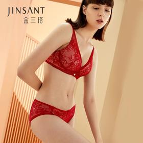 金三塔真丝【文胸套装】红色内衣桑蚕丝文胸内裤套 红品系列  NZFAC302