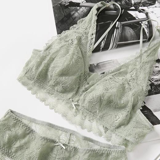 金三塔无钢圈内衣女性感甜蜜情人法式薄款蕾丝聚拢真丝文胸套装  NZFAA304 商品图3