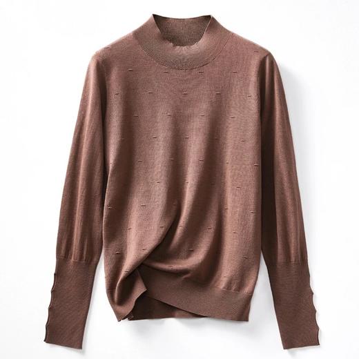 玳莎100%绵羊毛半高领长袖套头衫时尚外穿 提花打底内搭  BD33312 商品图3