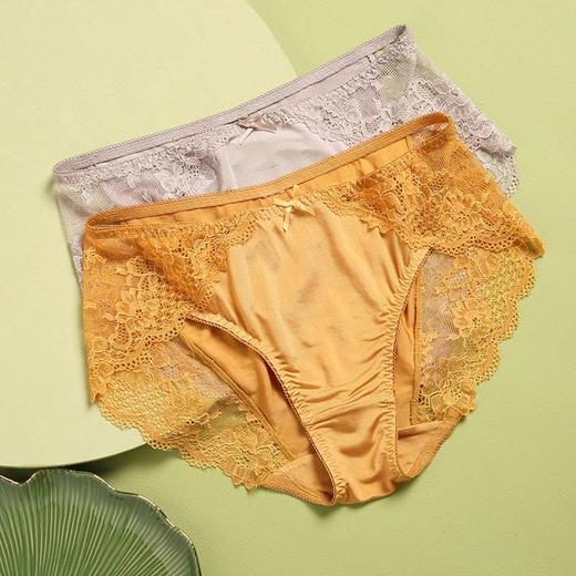 【2条装】金三塔新品真丝内裤女纯色性感蕾丝中腰三角裤 （限价款）（私密物品不支持退换）  3NZF9C217 商品图1