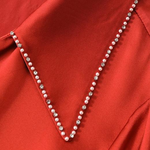 金三塔19姆米重磅100%桑蚕丝真丝红色婚庆本命年衣裤套睡衣女   YSFCA201 商品图4