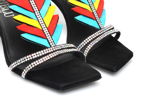 豪麟名鞋奥莱LORIBLU女鞋凉鞋羊反绒面革+施华洛世奇LR05555L黑色  原价5660元 商品图2