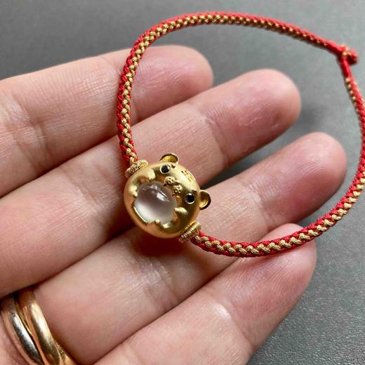 高冰种翡翠萌萌虎年平安手绳手链18k黄金镶嵌 商品图6