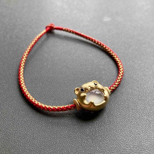 高冰种翡翠萌萌虎年平安手绳手链18k黄金镶嵌 商品图5