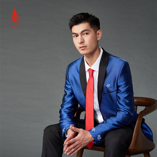 SAINTJOY/上久楷 宋锦领带 轨迹 深玫红LD15602-2 商品图4