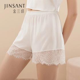 金三塔真丝家居裤女蕾丝桑蚕丝薄款可外穿打底裤女    YSF9B903