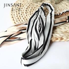 金三塔真丝条纹印花发带100%桑蚕丝束发带头巾发箍发饰 JXQ221