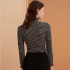 金三塔真丝打底衫女经典黑白条纹罗纹亲肤舒适高领内搭长袖上衣    3NZFBC729 商品缩略图2