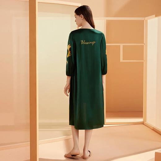 金三塔绣花真丝睡袍100%桑蚕丝性感晨袍家居服睡衣  YSFBC103 商品图2