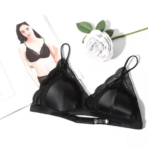 安莉芳小胸桑蚕丝无钢圈三角杯文胸女薄款蕾丝法式内衣EB00062 商品图3