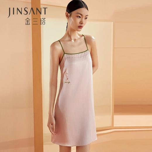 金三塔绣花真丝吊带裙100%桑蚕丝性感家居服睡衣女  YSFBC305 商品图0