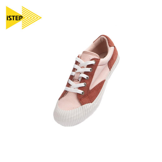 【正品】istep2022新款ins帆布鞋女板鞋时尚平底休闲鞋百搭潮流牛反绒皮鞋 商品图2