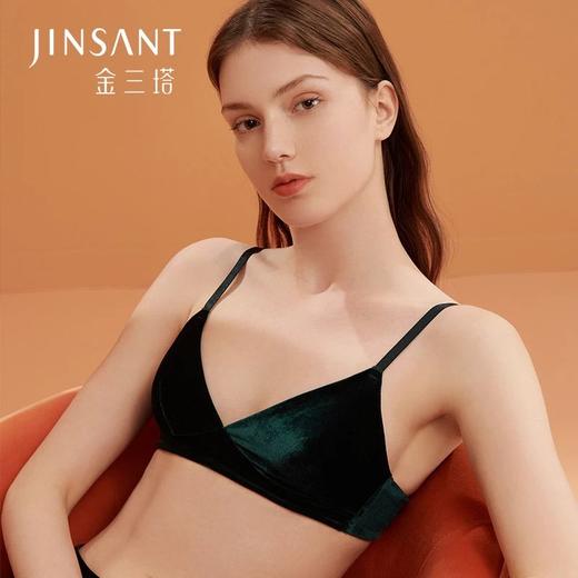 金三塔真丝文胸女丝绒性感法式三角杯无钢圈内衣颜值舒适兼具  NZFBD306 商品图0