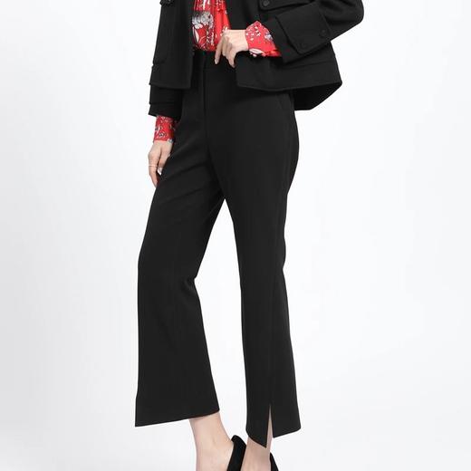 玳莎微喇叭裤女春秋高腰显瘦黑色涤纶绉修身九分开叉西装休闲裤   AC36302 商品图2