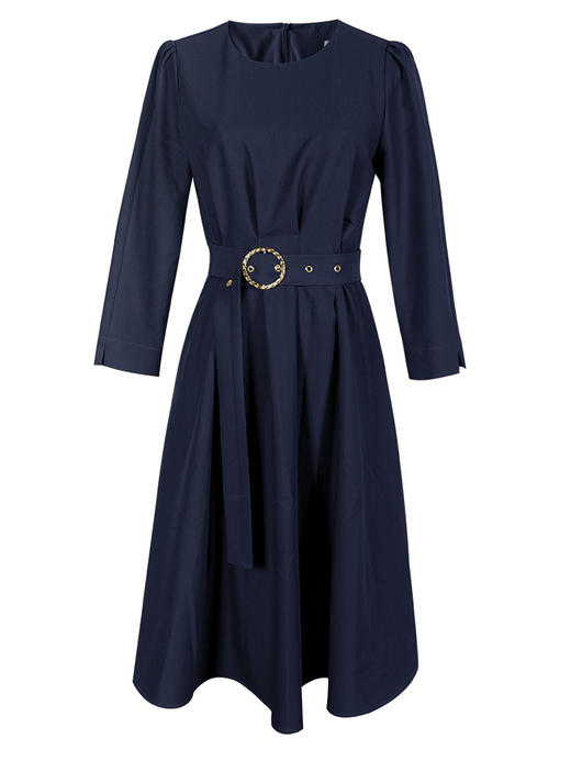 剩S/M 温柔橘调七分袖连衣裙 大摆显瘦 附赠腰带 气质大摆A字裙收腰显瘦七分袖连衣裙0641 商品图4