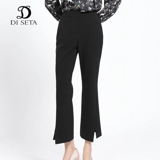玳莎微喇叭裤女春秋高腰显瘦黑色涤纶绉修身九分开叉西装休闲裤   AC36302 商品图1