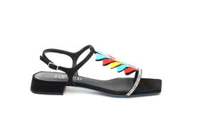 豪麟名鞋奥莱LORIBLU女鞋凉鞋羊反绒面革+施华洛世奇LR05309L黑色  原价5260元