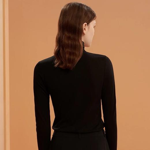 金三塔桑蚕丝上衣女士秋冬新品羊毛高领刺绣内搭保暖打底衫 NZFBD722 商品图3