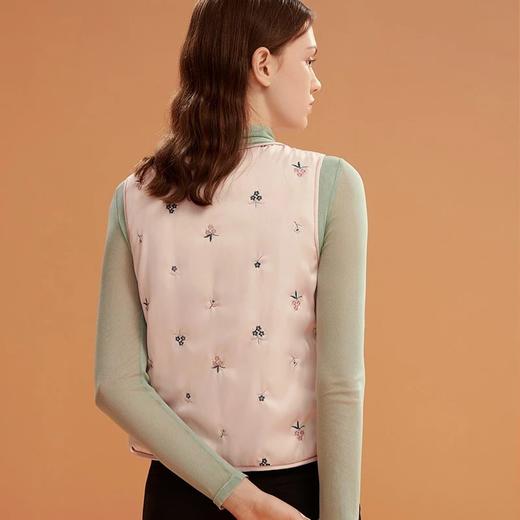 金三塔保暖背心女士秋冬手工丝绵拉制绗缝刺绣100%桑蚕丝填充马甲 NSFBD733 商品图2