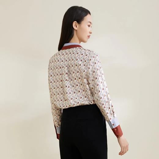 玳莎印花真丝衬衫100%桑蚕丝字母印花长袖女士衬衣新款  CA31309 商品图2