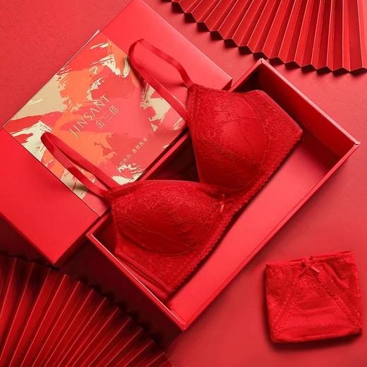 金三塔真丝【文胸套装】红色内衣桑蚕丝文胸内裤套 红品系列  NZFAC302 商品图2
