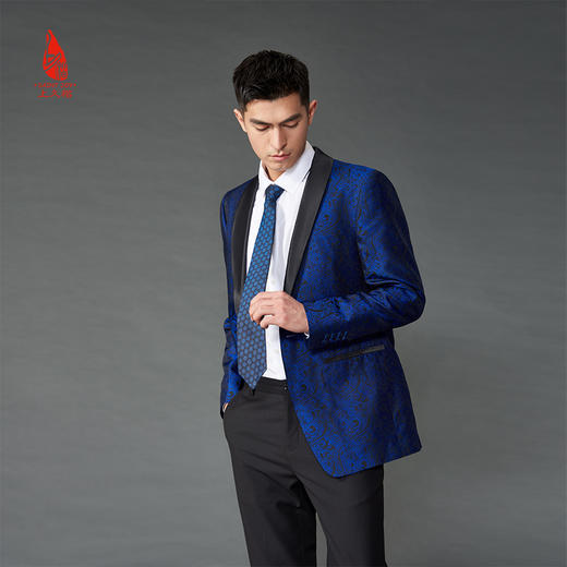 SAINTJOY/上久楷 宋锦领带 S纹 孔雀蓝LD15602-1 商品图1