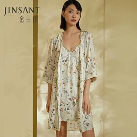 金三塔100%桑蚕丝真丝女士时尚印花睡袍家居服2022新品 YSFCA106