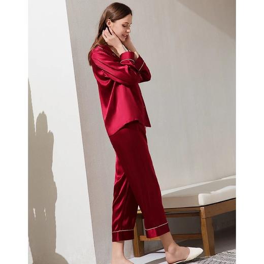 金三塔重磅真丝睡衣女长袖两件套100%桑蚕丝宽松可外穿丝绸家居服基础套装 YSF9B212（限价款） 商品图3