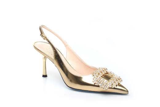 豪麟名鞋奥莱LORIBLU女鞋半凉鞋羊皮革+施华洛世奇LR133P金色  原价5260元 商品图0