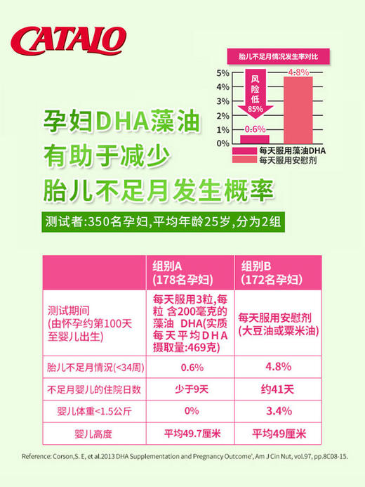 CATALO 家得路海藻DHA精华 孕妇营养专用备孕哺乳孕期孕妈补脑营养品记忆力 60粒（2025.12）福州仓发货 商品图1