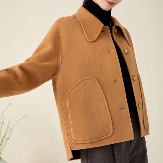 玳莎双面呢短款外套女冬季新款小个子简约通勤宽松毛呢大衣 BD37302 商品图2
