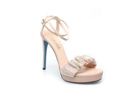 豪麟名鞋奥莱LORIBLU女鞋凉鞋羊皮革+施华洛世奇LR05202L杏色  原价6600元