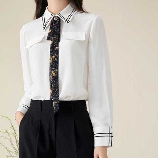 玳莎秋季新款真丝长袖衬衫女100%桑蚕丝时尚通勤复古宽松上衣 BC31304 商品图2