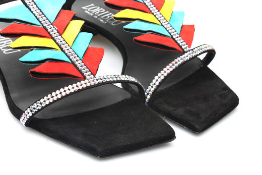 豪麟名鞋奥莱LORIBLU女鞋凉鞋羊反绒面革+施华洛世奇LR05309L黑色  原价5260元 商品图2