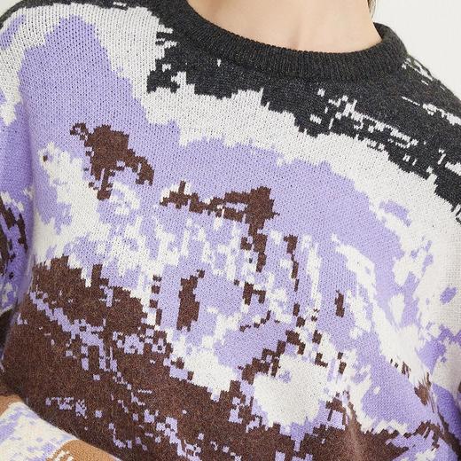 NC60Q瑟俪（斯尔丽高端）舒适柔软低圆领水墨提花宽松针织时尚毛衣 商品图4