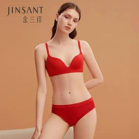 金三塔真丝【文胸套装】红色内衣桑蚕丝文胸内裤套 本命年婚庆  NZF7A306