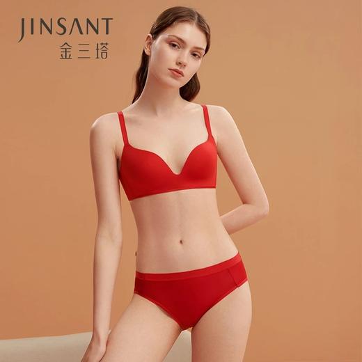 金三塔真丝【文胸套装】红色内衣桑蚕丝文胸内裤套 本命年婚庆  NZF7A306 商品图0