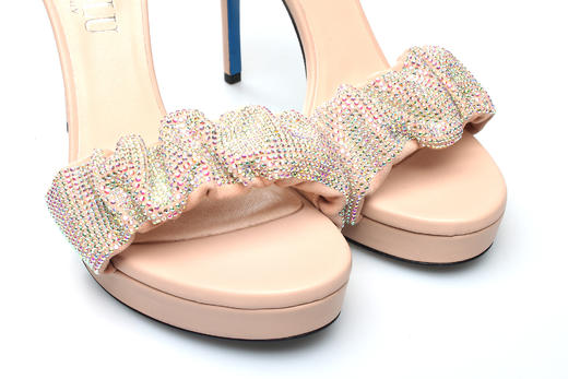 豪麟名鞋奥莱LORIBLU女鞋凉鞋羊皮革+施华洛世奇LR05202L杏色  原价6600元 商品图2