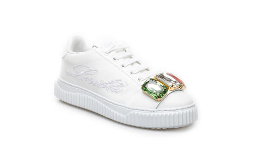 豪麟名鞋奥莱LORIBLU女鞋时尚休闲鞋牛皮革+施华洛世奇LR05739X白色  原价3960元 商品图0