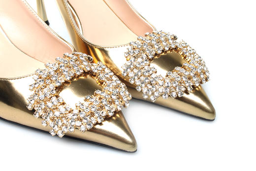 豪麟名鞋奥莱LORIBLU女鞋半凉鞋羊皮革+施华洛世奇LR133P金色  原价5260元 商品图2