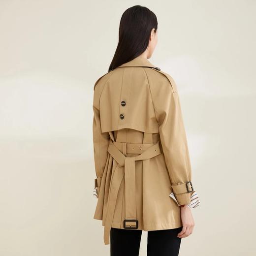 玳莎翻领卡其色一手长风衣女2022新款宽松高级感小个子中长款外套  CA38303 商品图2