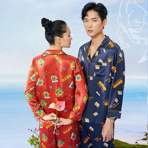 金三塔重磅真丝敦煌联名100%桑蚕丝时尚情侣印花衣裤套新品可外穿  YSFCA202  YSMCA201 商品图2