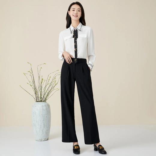 玳莎秋季新款真丝长袖衬衫女100%桑蚕丝时尚通勤复古宽松上衣 BC31304 商品图1